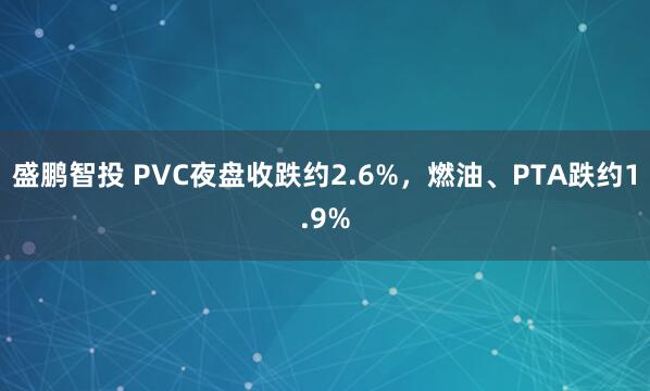 盛鹏智投 PVC夜盘收跌约2.6%，燃油、PTA跌约1.9%